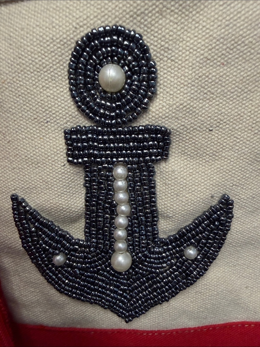 Handcrafted In India | Mini Canvas Tote w/ Beaded Anchor & Matching Wallet ⚓️ - Picture 3 of 11